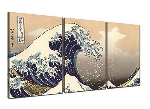 canvashop Quadri Moderni Hokusai 218X100 Cm Quadro Grande Onda Kanagawa Su Tela Canvas Grandi Dimensioni Stampe Da Parete Arredo Casa Testiera Camera Da Letto Testata