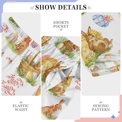 ZZXXB Easter Bunny Colorful Egg Boys Long Pants Soft Trousers Elastic Waist Kids Lounge Bottoms with Pockets S-XL4
