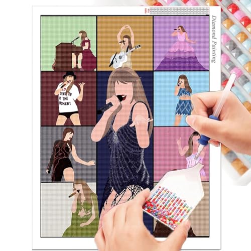 Image of HASTHIP DIY Diamond Painting Kit, Fashion Outline Diamond Painting Kit Diamond Painting Wall Decor DIY Diamond Painting Kit Art DIY Diamond Painting Wall Decor Gift, 11.8x15.7 Inches