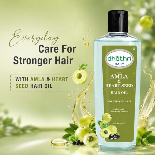 Image of Dhathri Amla & Heart Seed Hair Oil with Coconut & Sesame Oil | Helps Reduce Hair Fall & Improve Hair Texture | Nourishing, Lightweight & Non-Sticky Formula for Stronger Hair | All Hair Types, 300ml