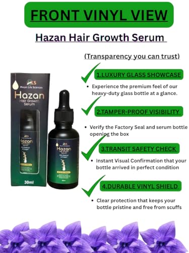Image of Hazan Hair Growth Serum With 4-in-1 Advanced Formulation-Redensyl + Anagain + Niacinamide + Caffeine | Boosts Hair Growth & Density | Prevents Hair Fall by 90%,tested on Real individuals | Prevents Rough,Frizzy Hairs,Restores Smoothness | Non-Greasy | For Men & Women | 30ml