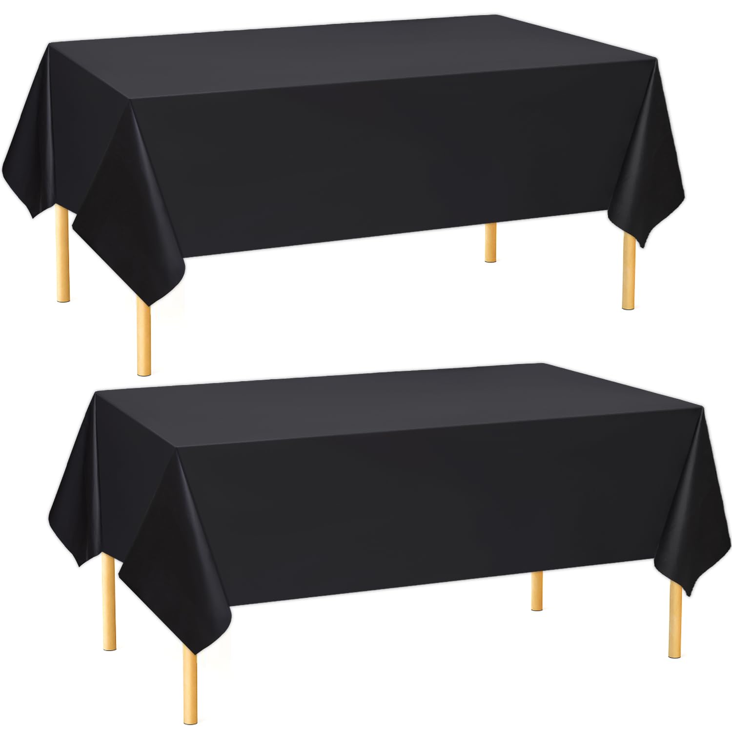 2 Pack Rectangle Tablecloths 54 x 108 Inch Water Resistant Tablecloths Disposable Table Cover for Dining Table, Buffet Party and Camping, Black