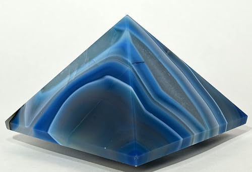 Miniatura 3 de Ágata azul teñida de 2.8 pulgadas, 8.47 oz, con pirámide de drusa de cuarzo, piedra preciosa de calcedonia natural, cristal mineral coleccionable,