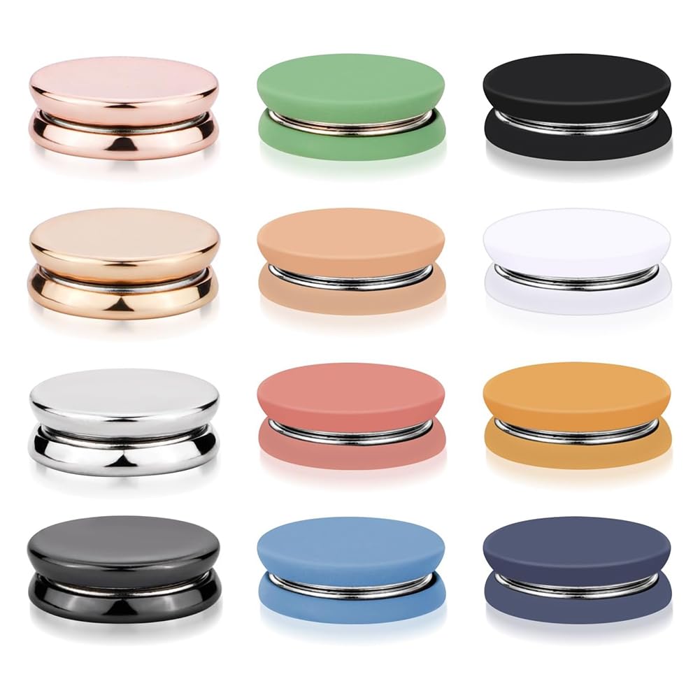 Aboiled Random Multicolor 12Pcs Hijab Magnetic Pins, Strong Hijab Magnets Colorful Magnetic Scarf Clasp Pinless Brooch Hijab Pins Buttons