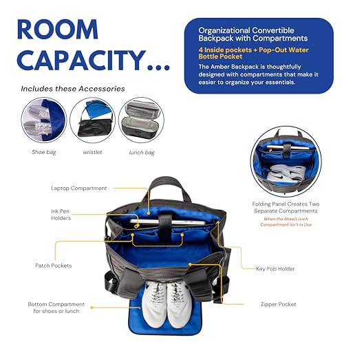 Amber 14.5" Laptop Backpack with Insulated Lunch Bag, Shoe Bag - Perfect for Work, Travel, Everyday Use (Black)3