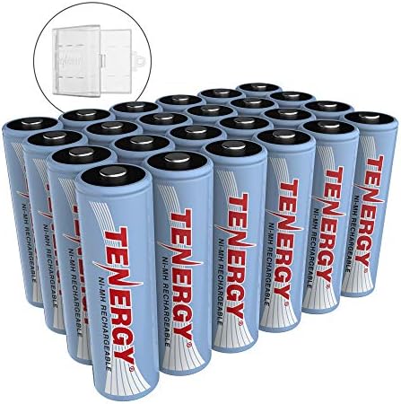 Tenergy NiMH AA, 1.2V AA, High Capacity 2500mAh Double A Cell, 24 Pack w/Bonus 6 Battery Case