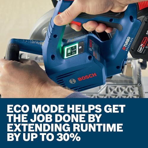 BOSCH GKS18V-25GN PROFACTOR™ 18V 7-1/4" Circular Saw with Track Compatibility - BITURBO Brushless Technology, ECO Mode, One-Touch Depth Adjustment, 0-50° Bevel Range, Ergonomic Handle (Bare Tool) thumbnail 6