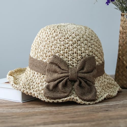 Sombrero de paja para mujer con lazo y ala ancha miniatura 5