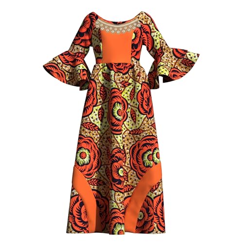 Image of iooiooi Womens African Print Party Maxi Dress Tradition Dashiki Ankara Long Dress & Headwrap