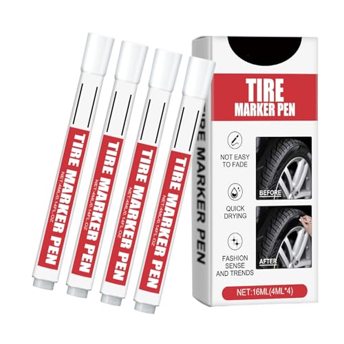 Obotsnoi Multipurpose White Tire Marking Pens Writing Markers Pack Of 4 Quick Drying Waterproof Formulas For Motorcycle Car Tires Fine Tip Tire Marker Pen