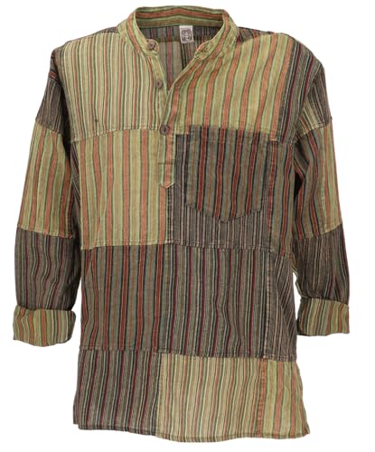 Chemise patchwork ethnique du Népal ample en coton pour homme en quête d'originalité