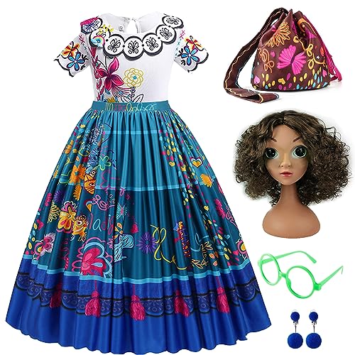 Amtum Princess Dress Up Fancy Dress With with Bag Glasses Earrings For Cosplay Party Hallowee Carnival Costume,100
