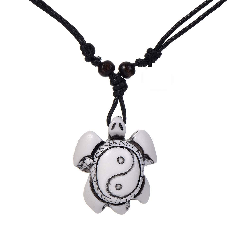 Scddboy Hawaiian Sea Turtle Pendant Necklace for Women Men - Adjustable Cord Surfer Necklace
