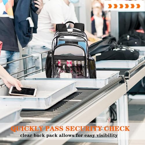 Clear Backpack,Heavy Duty Clear Bookbag See Through Backpack Large Clear Bag for School College Work Travel Security,Black3