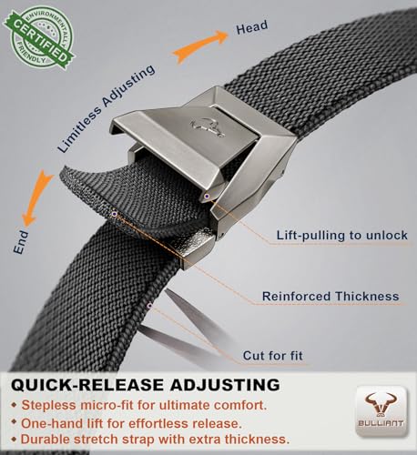 Image of BULLIANT Men Tractical Belt,Stretch Western Rigger Web Belt For Cowboy Military Heavy Duty Hiking Hunting 1.5 inch-Cut For Fit