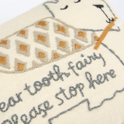 Image of Primitives by Kathy Puppy Tooth Fairy Pillow, 6.25 x 5-Inch Embroidered Dog with Toothbrush, Dear Tooth Fairy Please Stop Here Keepsake with Reward Pocket