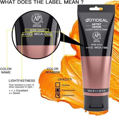 Image of GOTIDEAL Acrylic Paint Metallic Rose Gold(120ml, 4.1 oz) Non Toxic Non Fading,Rich Pigments for Painters, Adults & Kids, Ideal for Canvas Wood Clay Fabric Ceramic Craft Supplies