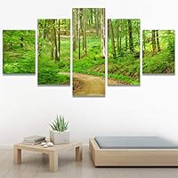 SIGNWIN 5 Panel Canvas Wall Art Modern Art Dramatic Forest Multicolor Photography Romantics Scenic for Home Decorations Ready to Hang - 60