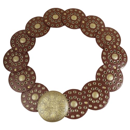 Western-Wide-Disc-Belt for Womens - Vintage Concho Leather Waist Belts Boho Disk Belt for Skirts Pants Dress