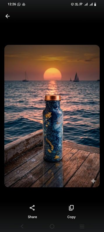 Image of Copper Water Bottles Leakproof Ayurvedic Drinking Bottle for Home Office Gym Travel Pure Copper Bottle for Health Benefits Stylish Design Durable Finish