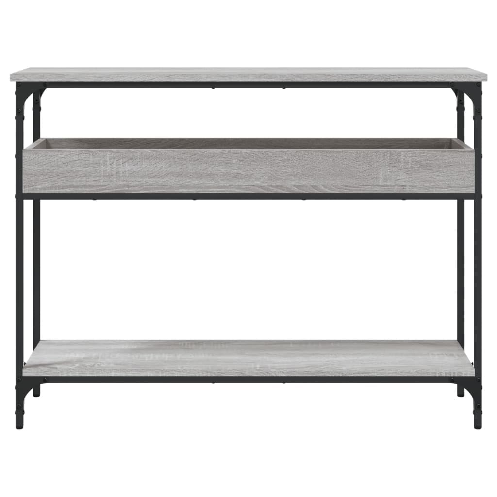 Tavolo consolle con ripiano, grigio Sonoma, 100 x 29 x 75 cm, in