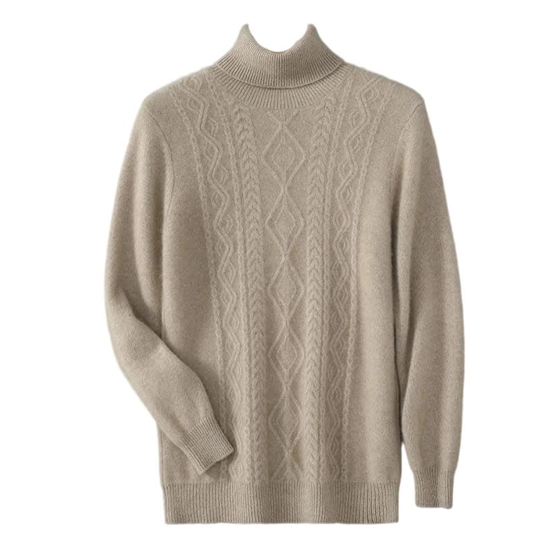 Men's Wool High Neck Knit Sweater - Long Sleeve Solid Pullover Daily Commute Warm Casual Jumper Top Blue