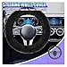 10PCS Fluffy Car Accessories Set, Furry Steering Wheel Cover with Warm Fuzzy Gear Shift Cover Ball Keychain Handbrake Cover Console Seat Belt Shoulder Pads & Diamond Ignition Ring Cup Mats (Black)