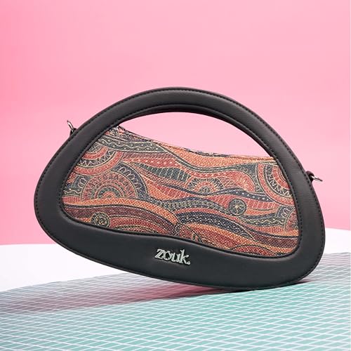 Image of ZOUK Nadia Sling Bag for Women - Stylish Crossbody with Cutout Top Handle | Handcrafted Shoulder Bag with Multiple Pockets & Water-Resistant Lining | Formal & Casual Use |