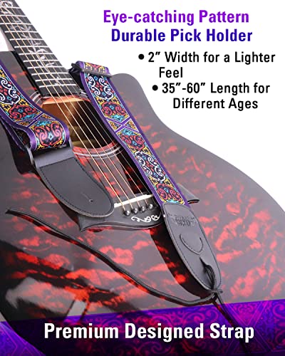 Stage Rocker Guitar Accessories Gift Box Bundle: Premium Guitar Strap Set + Jacquard Weave Guitar Strap Set #TOP4