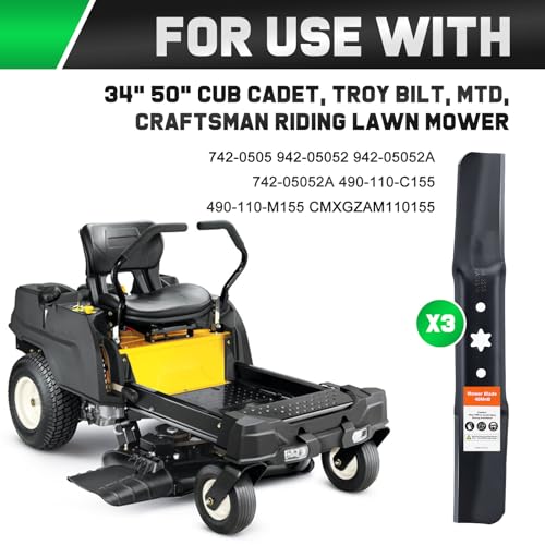 Image of Grasscool ZT1 50 inch Deck Cub Cadet Mower Blades Replacement 942-05052A | Fits Ultima ZT2 Enduro XT1 XT2 LT50 Zero Turn Lawn Tractor Riding Parts,6 Star High Lift Bagger Sharp Cuts Mow Side Discharge