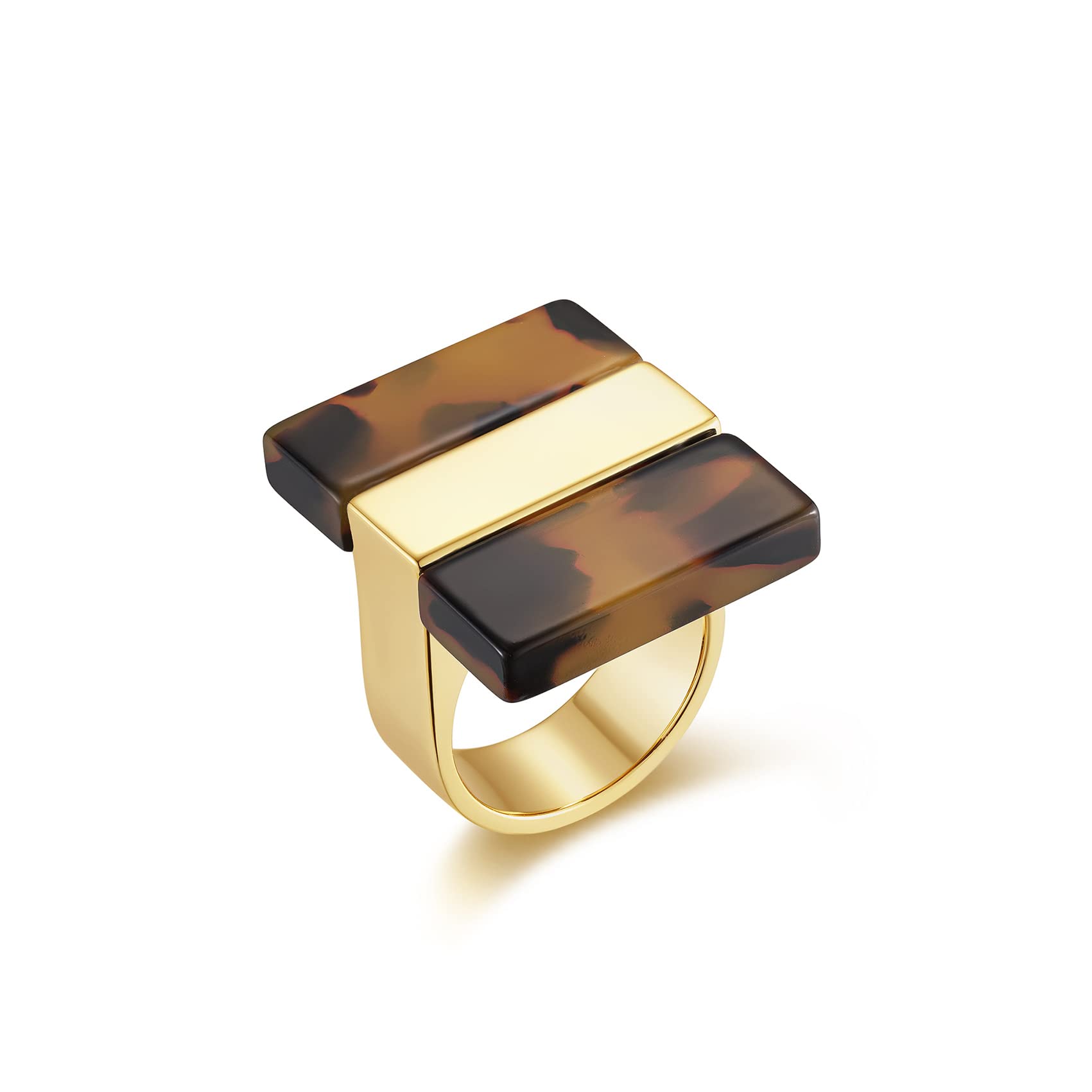 Gold Ring Adjustable Rings for Women Gold Plated Rings Acrylic Rings for Women Thin Wide Adjustable Open Ring Fashion Jewelry For Women Fashion Female Acrylic Leopard Rectangular Ring,Size 7,8,9,10