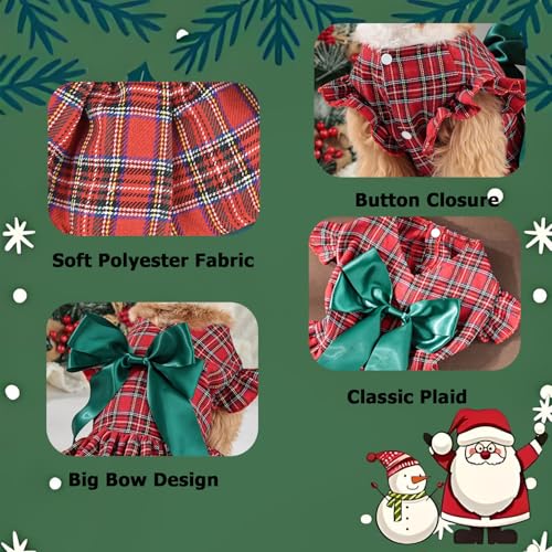 Vestido de Navidad para perro con moño grande, talla S miniatura 4