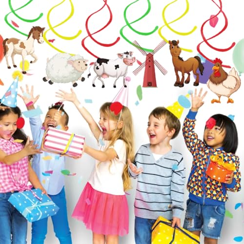 Image of Farm Hanging Swirl - 24PCS Party Decorations - Boys Kids Theme Birthday Party Supplies - Spiral Decor