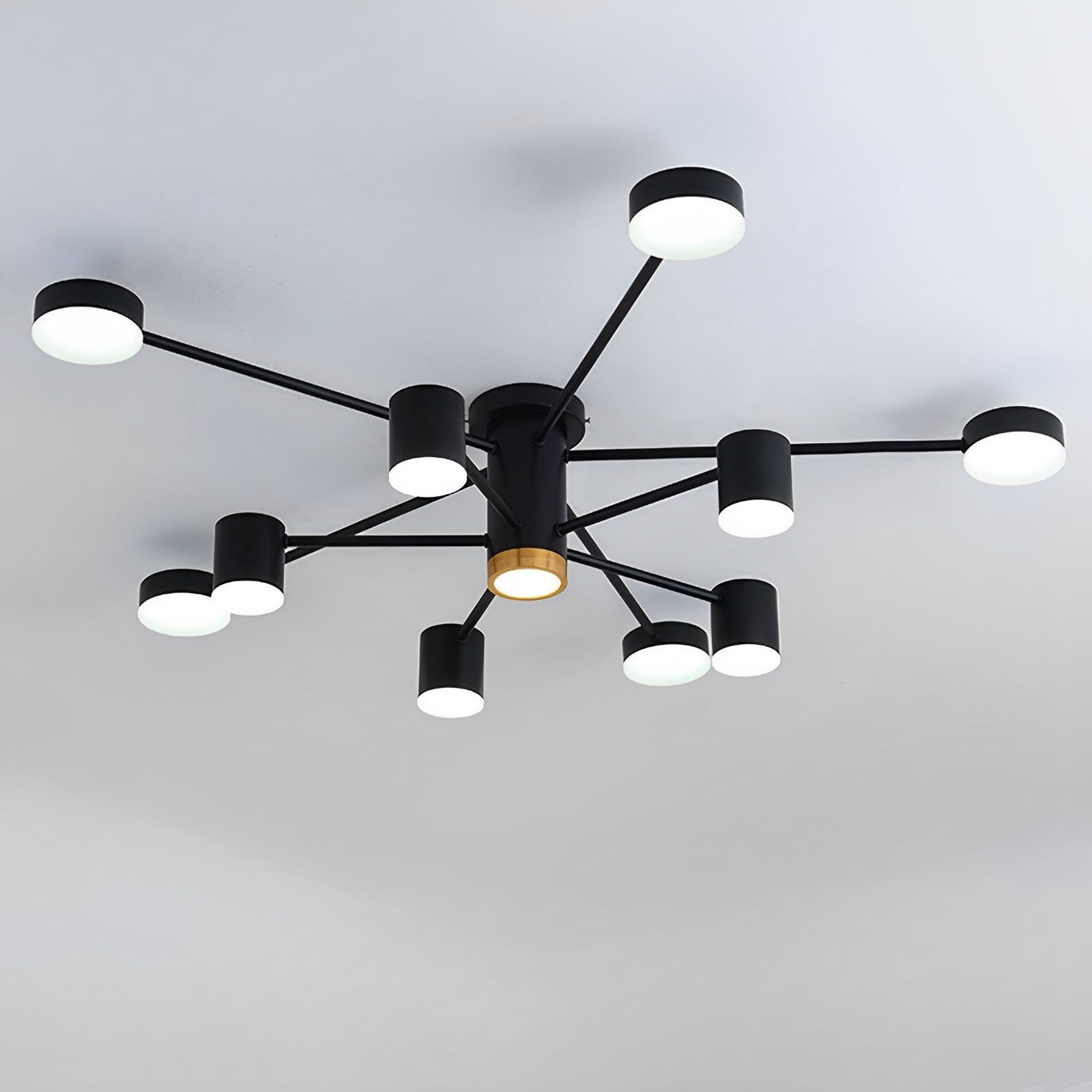 Plafonnier LED moderne noir lustre de salon et salle à manger en métal chic