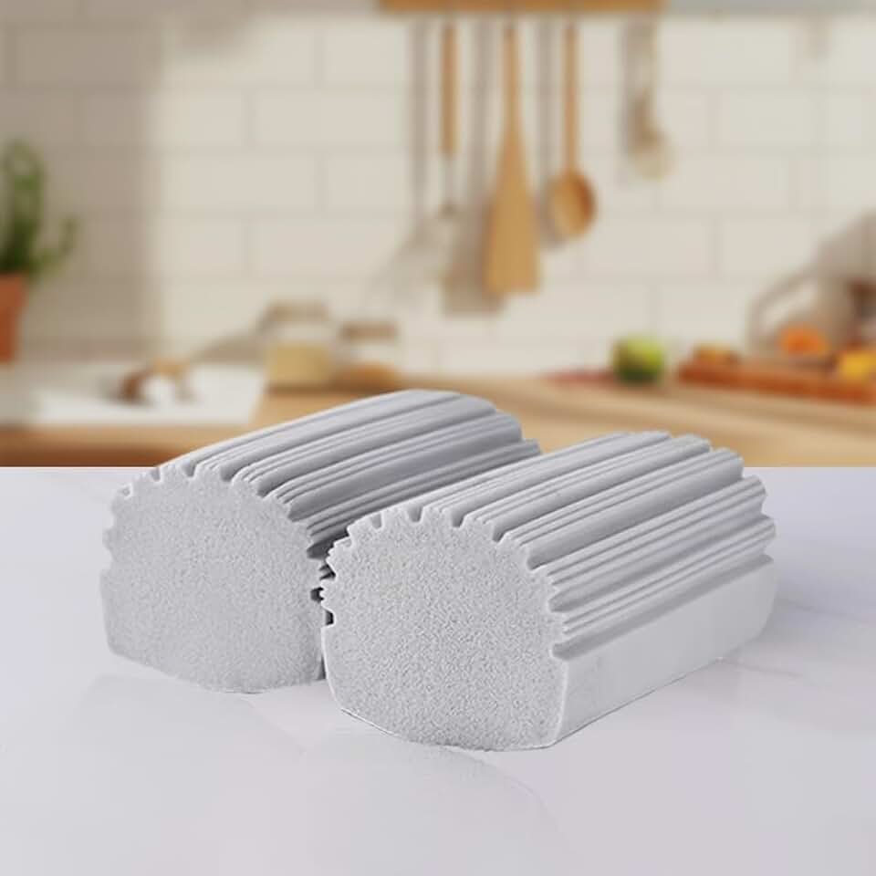 Pacote com 2 espanadores de esponja úmidos, escova de limpeza de esponja, ferramenta de esponja de limpeza doméstica reutilizável para limpar persianas, tábuas de chão, pás de ventilador, vidro