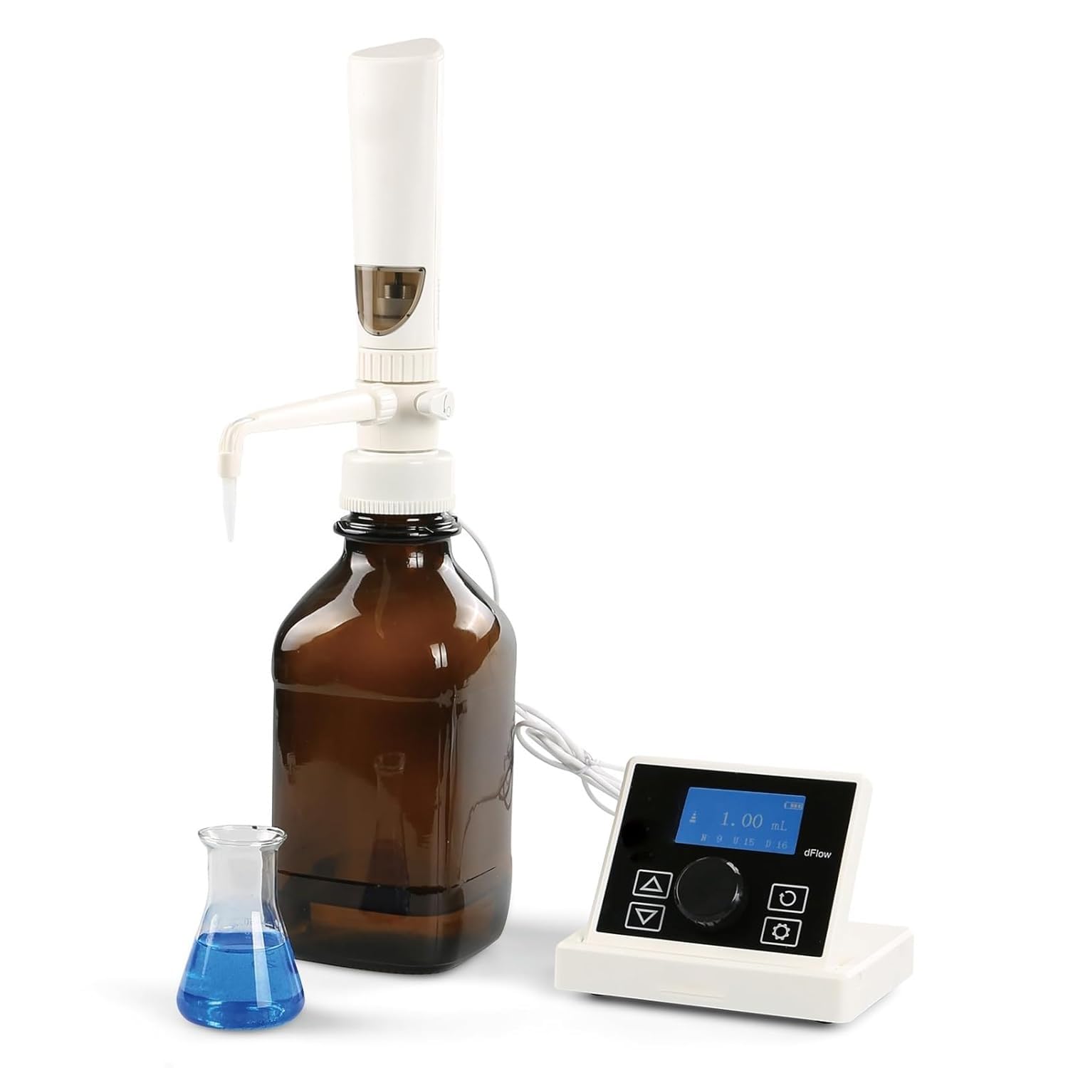 Dispensador digital de líquido superior de botella, dispensador electrónico de reactivos de laboratorio con pantalla LCD, rangos de volumen de 0.01 a 99.99 ml, tasa de 16 engranajes para una