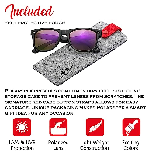 Image of PolarSpex Polarized Sunglasses for Men and Women | UV Protection, Durable Lightweight Frame, Retro Style, Felt Carrying Case, Clear Vision for Driving, Fishing & Everyday Wear.