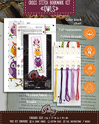 Povitrulya Counted Cross Stitch Kit - Diy Kits For Adults Or Kids - Funny Embroidery Bookmark - Easy To Use - Craft Collection - Owls #TOP1