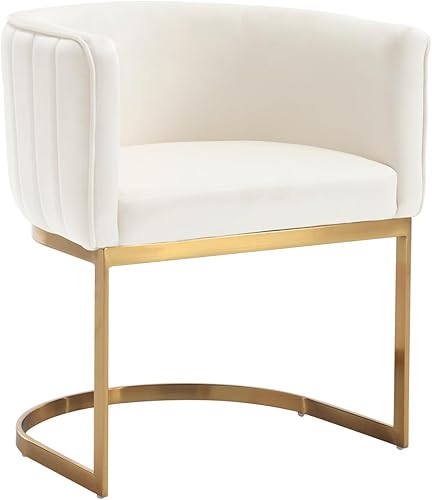 Miniatura 8 de Kmax Sillas de comedor de terciopelo modernas con marco dorado tapizado cojín para sala de estar, comedor y cocina, juego de 2, color blanco