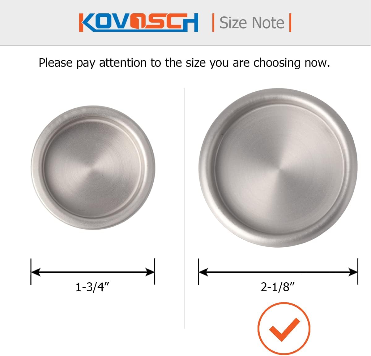 KOVOSCH 6 Pack Closet Door Finger Pull Satin Nickel- 2-1/8” Round Sliding Finger Door Pull, Easy Snap-in Installation