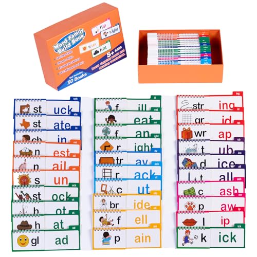 Image of 30 Word Family Build Book & Read and Rhyme Flip Book - Phonics & Sight Words Flash Cards for Preschool /Kindergarten, Fun Learning Tools for Classroom Homeschool to Master Early Reading