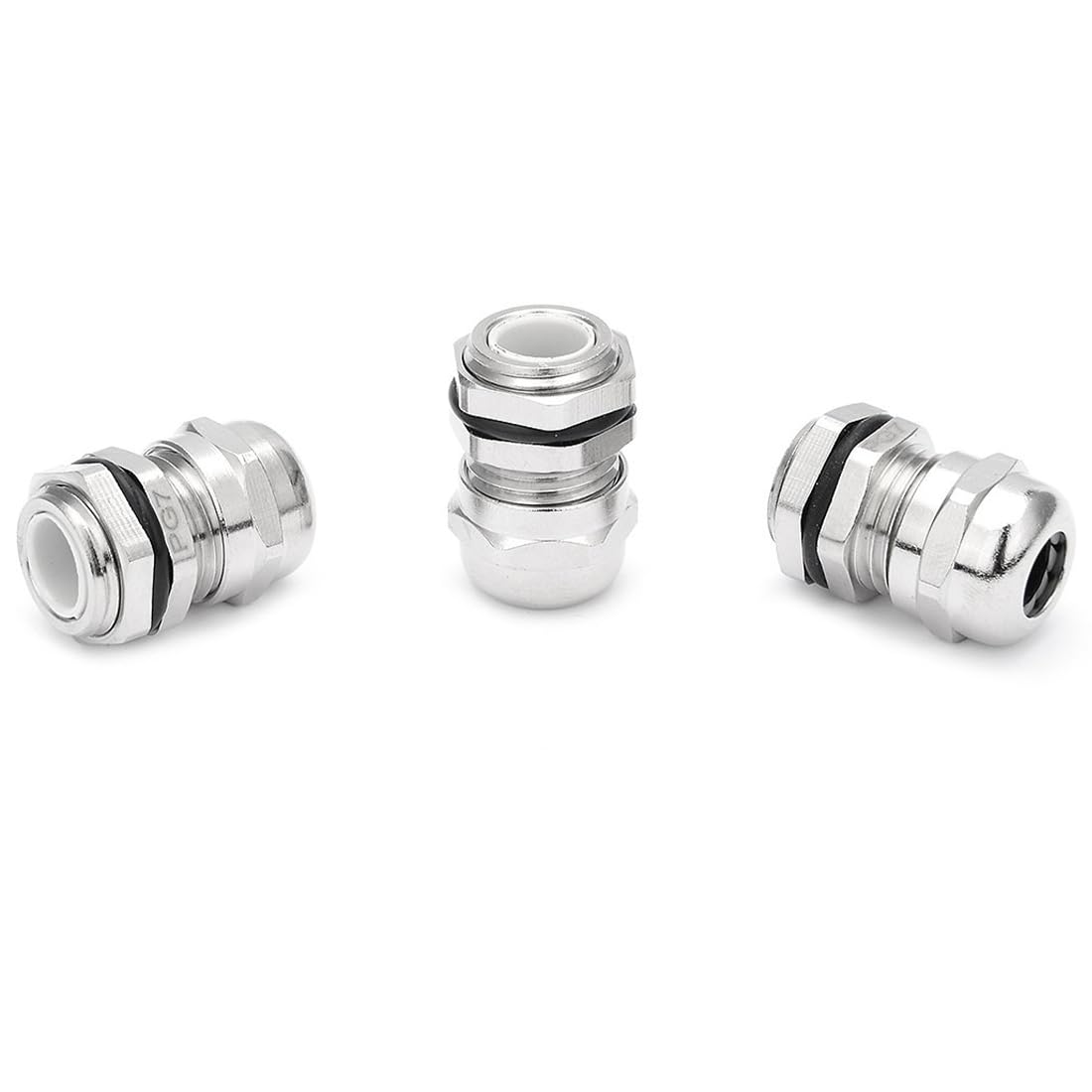 TA-VIGOR 10Pcs PG7 Cable Gland, Metal Waterproof Adjustable Wire Connectors Gland Joints for 3mm-6.5mm Cables, Locknut Stuffing Glands with Locknut and Washer