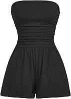 AUXDIO Women's Strapless Romper Jumpsuit - Sleeveless Off Shoulder Summer Beach Vacation Short Jumpsuit