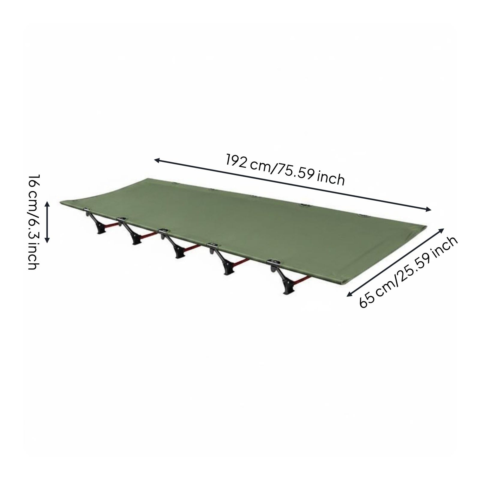 harayaa Lit de Camp Pliant Aluminium 7075 Lit Pliant Coucherette Cotonnière Oxford Mécanisme de Verrouillage Stable Léger 21 Kg Transport Facile Adapté au Camping Plage Invités Siestes, Vert Armée