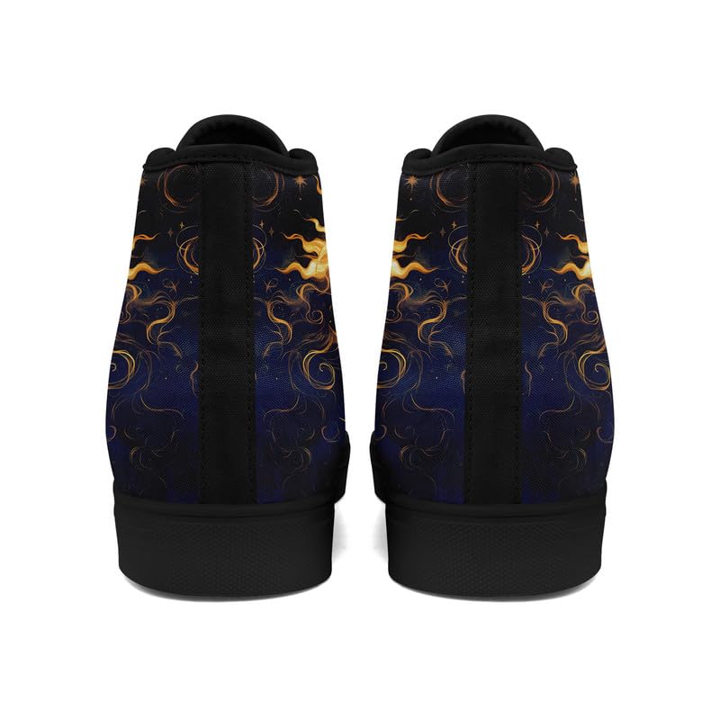 Sun Moon Star Hightop Canvas Shoes for Women Men Black White Fashion Shoes Lace up Trendy Plat Unisex Walking Casual Sneaker3