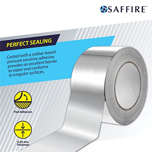 Image of Saffire Heavy Duty HVAC Professional Aluminum Foil Tape 3-inch x 150 feet - Hot and Cold Air Ducts, Insulation and More (6 Pack)