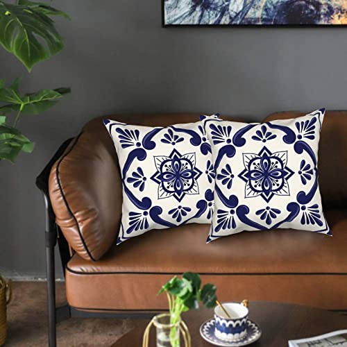 Cafl Mexican Floral Ornament Throw Pillow Covers Mexican Talavera Square Pillowcases Cushion Cover 18X18 Inch For Room Sofa Chair Bed Home Decor Set Of 2 #TOP6
