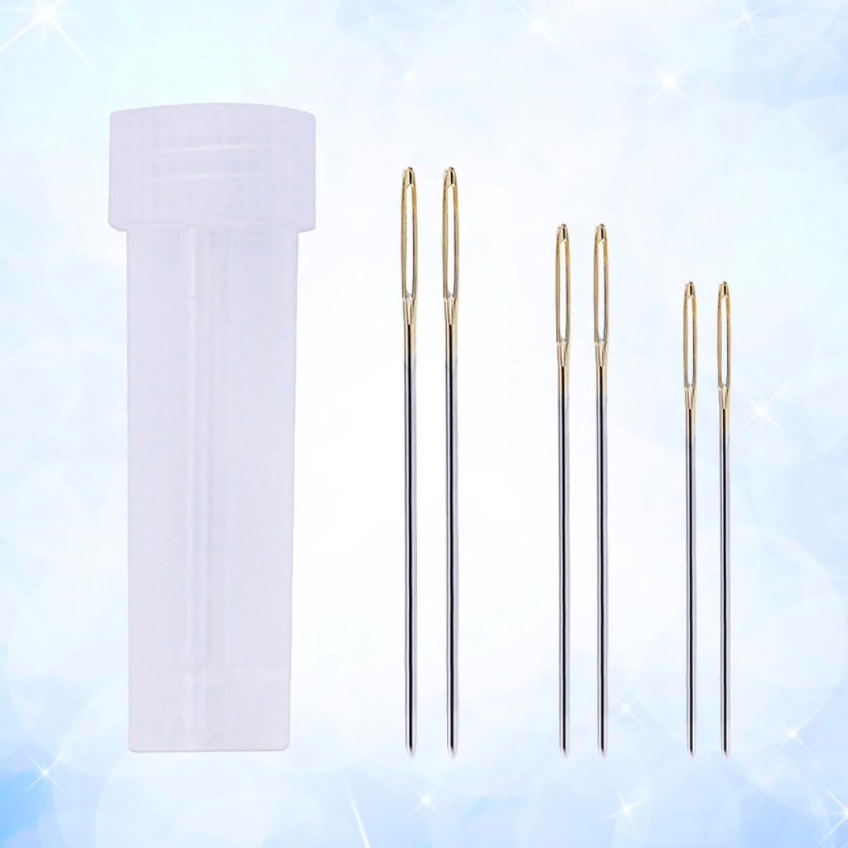 KONTONTY 7pcs DIY Leather Sewing Needle Set Large Eye Blunt Needles for Embroidery Yarn Knitting Cross Stitch Storage Case