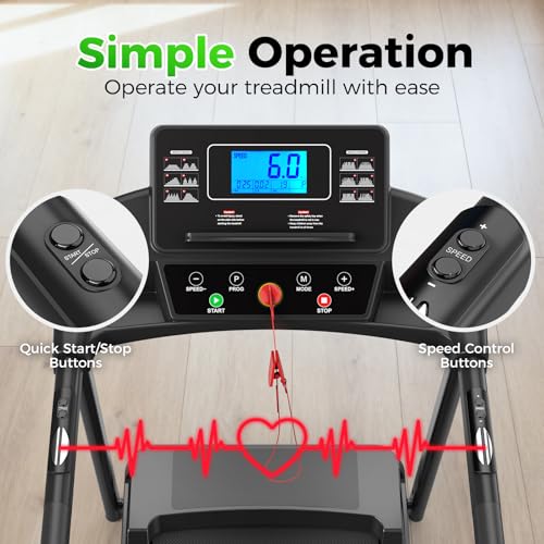 Lastforever Walking Treadmills with Extended Handrails, 2.5HP Quiet Motor, Heart Rate Monitor, 310 lbs Capacity, Treadmill for Seniors, Recovery & Home Jogging