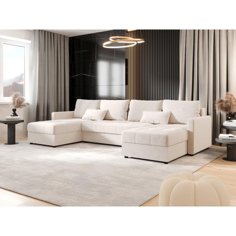Tendencio Canapé d'angle panoramique Convertible MOSIA (Beige)